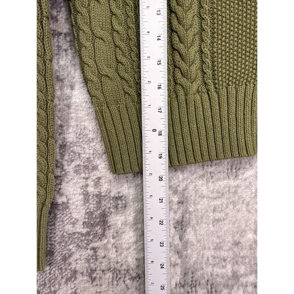 Alex Mill Cardigan Small Womens Green Chunky Cable Knit Sweater - Picture 6 of 8